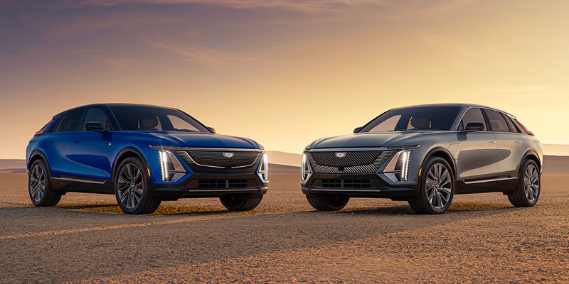 2027 Cadillac LYRIQ electric SUV front view in desert landscape